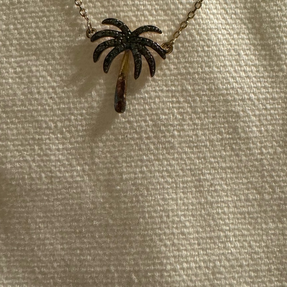Palm Tree Necklace Sterling Silver Gold Plated